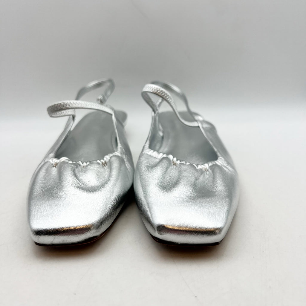 VINCE. Womens Venice Flats US 9.5  EU 40.5 Warm Silver Leather Slip On NIB