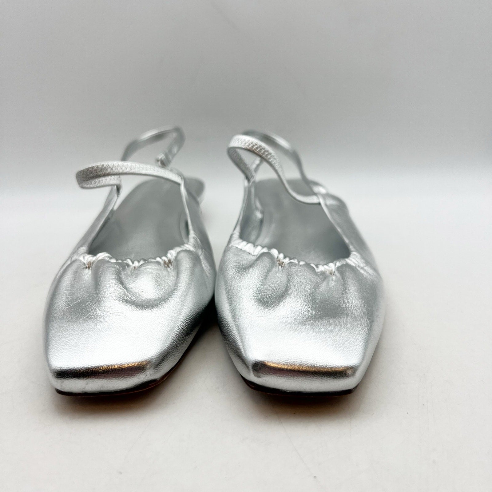 VINCE. Womens Venice Flats US 9.5  EU 40.5 Warm Silver Leather Slip On NIB
