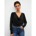 M.M LAFLEUR Women's Monica Top XL Black Silk Jersey Long Sleeve Blouse NWT