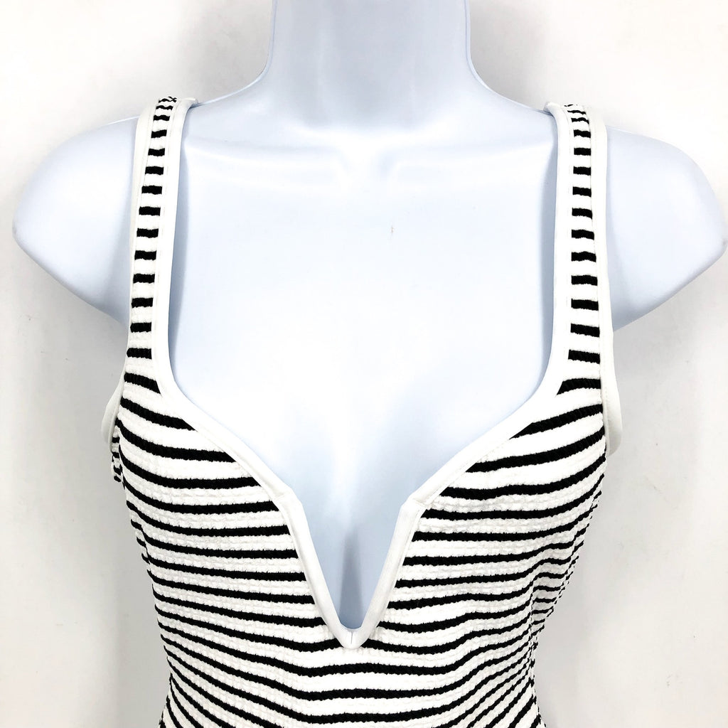 L*SPACE Coco Classic One-Piece Swimsuit XS Black White Sail Along Stripe NWT