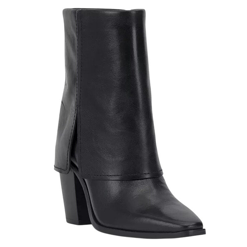 Vince Camuto Womens Alolison Foldover Mid-Calf Bootie 5.5 M Black Leather NWOB