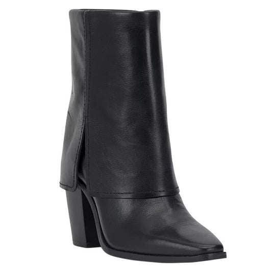 Vince Camuto Womens Alolison Foldover Mid-Calf Bootie 5.5 M Black Leather NWOB