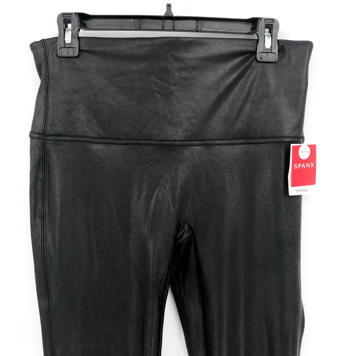 SPANX Women's SpanxShape Faux Leather Leggings 1X Petite Black High Waisted NWT