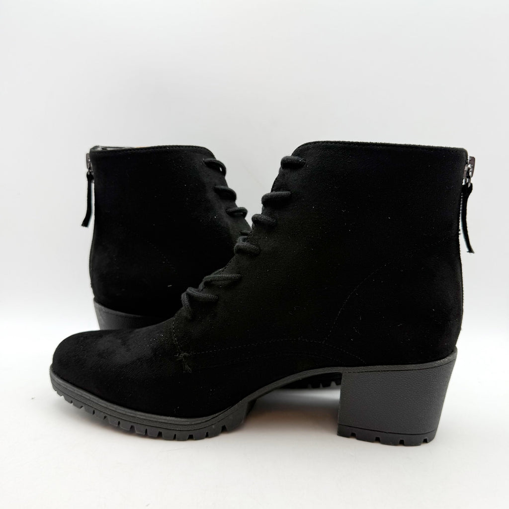 Dr. Scholl's Womens Laurence Heel Booties US 8 M Black Microsuede NIB