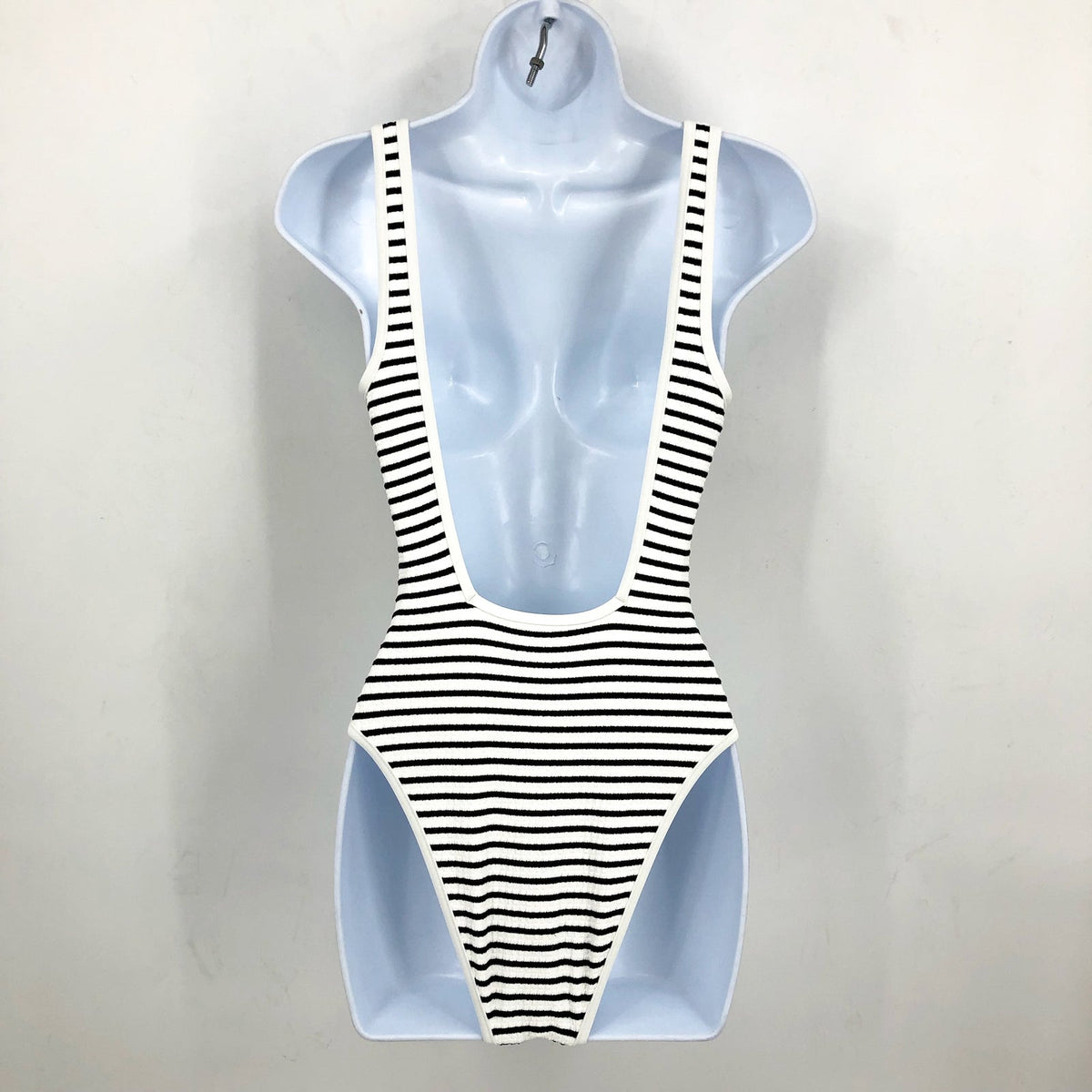 L*SPACE Coco Classic One-Piece Swimsuit Small Black White Sail Along Stripe NWT