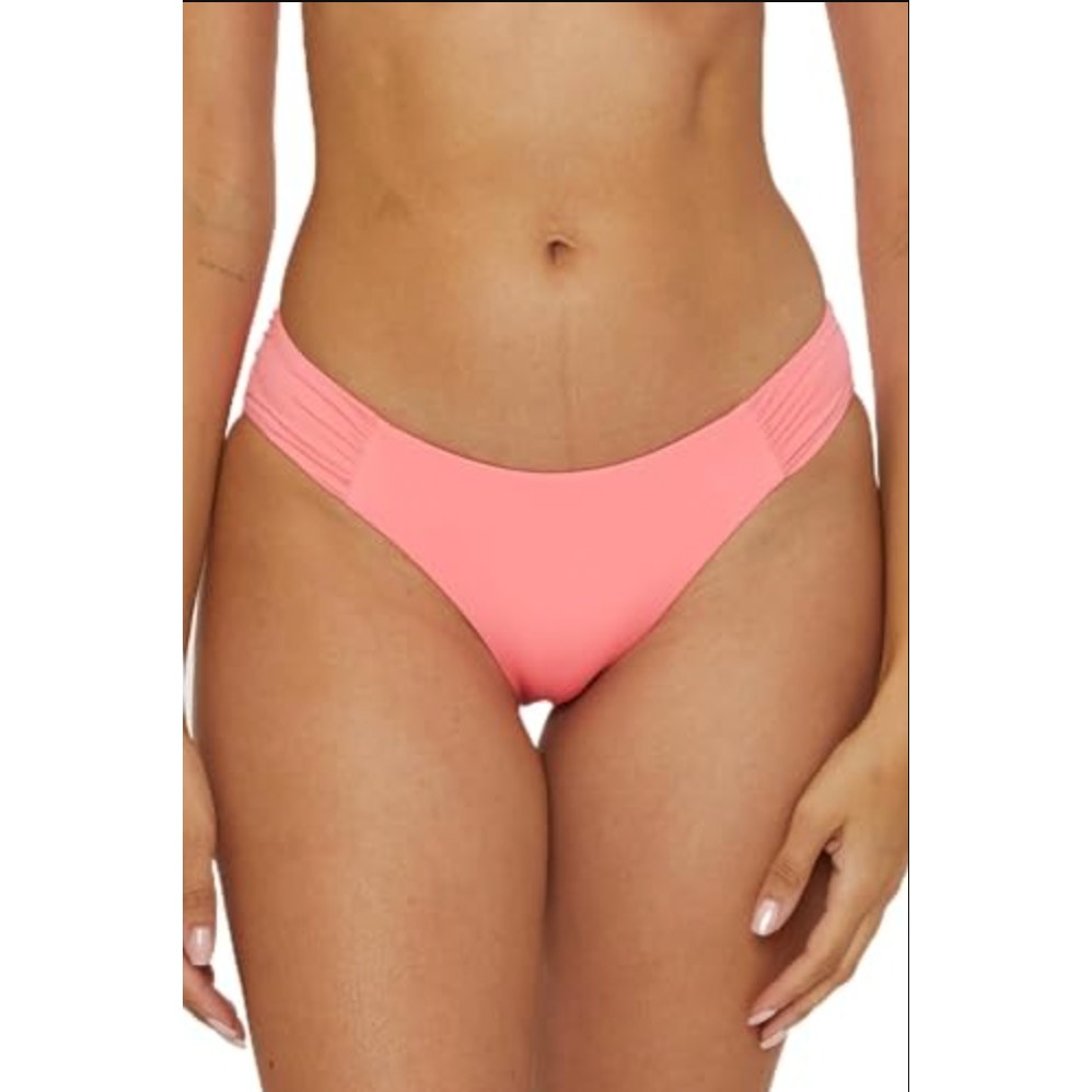 BECCA Womens Coast Adela Hipster Bikini Bottom Small Pink Coral Reef Shirred NWT
