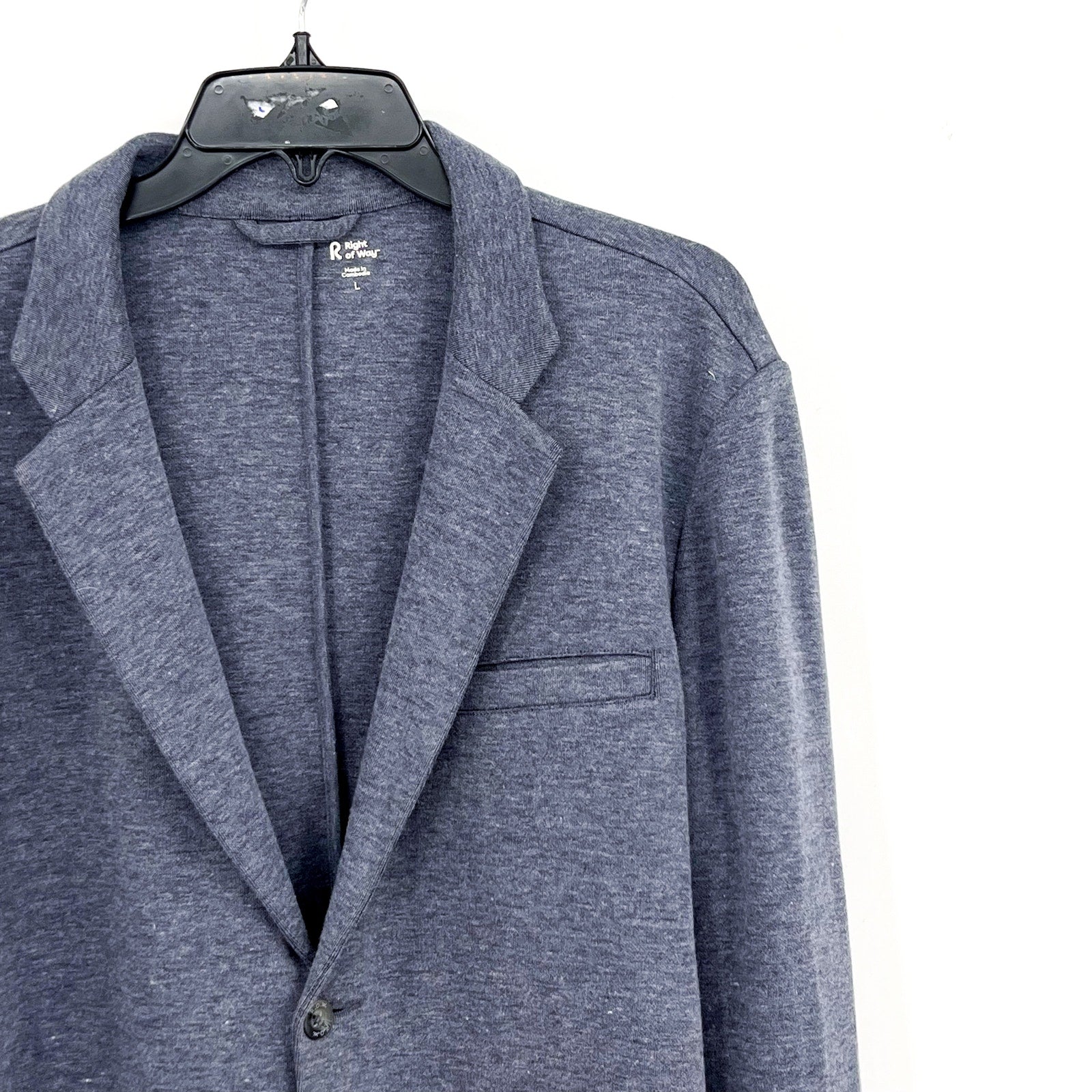 RIGHT OF WAY Men's Brody Knit Blazer Jacket Large Heather Blue NWOT