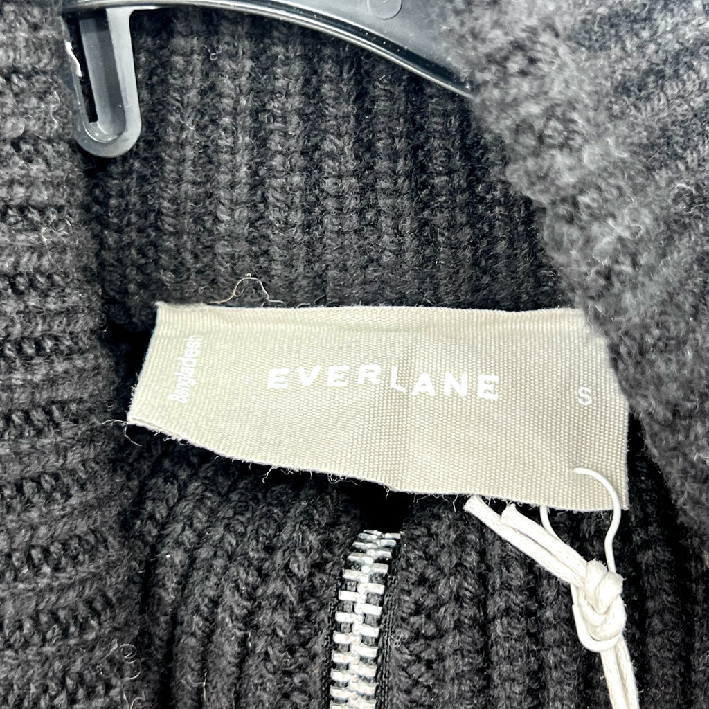 EVERLANE Women's The Half-Zip Sweater Small Luxe Merino Black Long Sleeve NWT