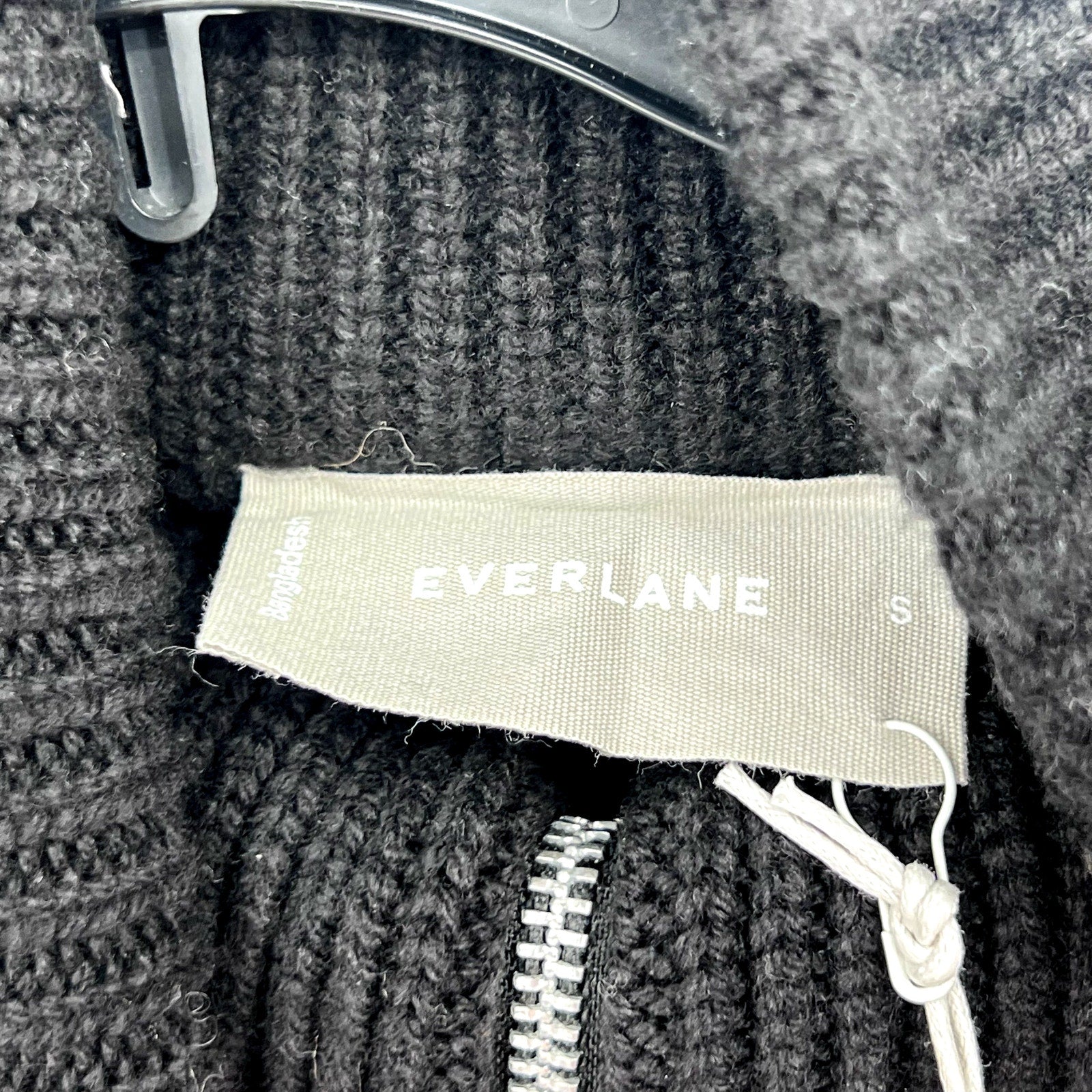 EVERLANE Women's The Half-Zip Sweater Small Luxe Merino Black Long Sleeve NWT