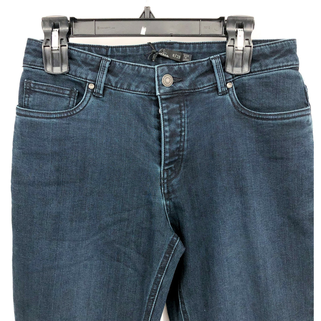 PRANA Womens Buxton Jeans Size 6 28x27 Deep Blue Stretch Mid-Rise Boyfriend NWT