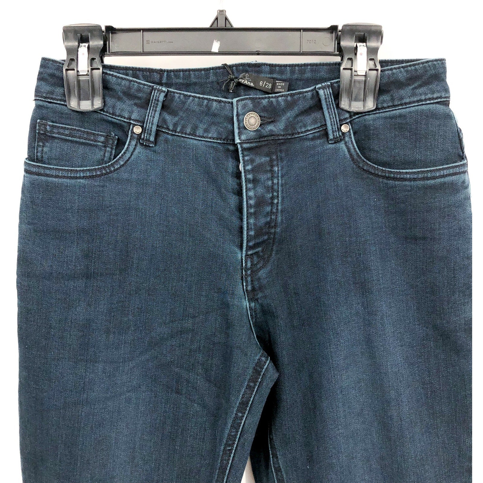 PRANA Womens Buxton Jeans Size 6 28x27 Deep Blue Stretch Mid-Rise Boyfriend NWT