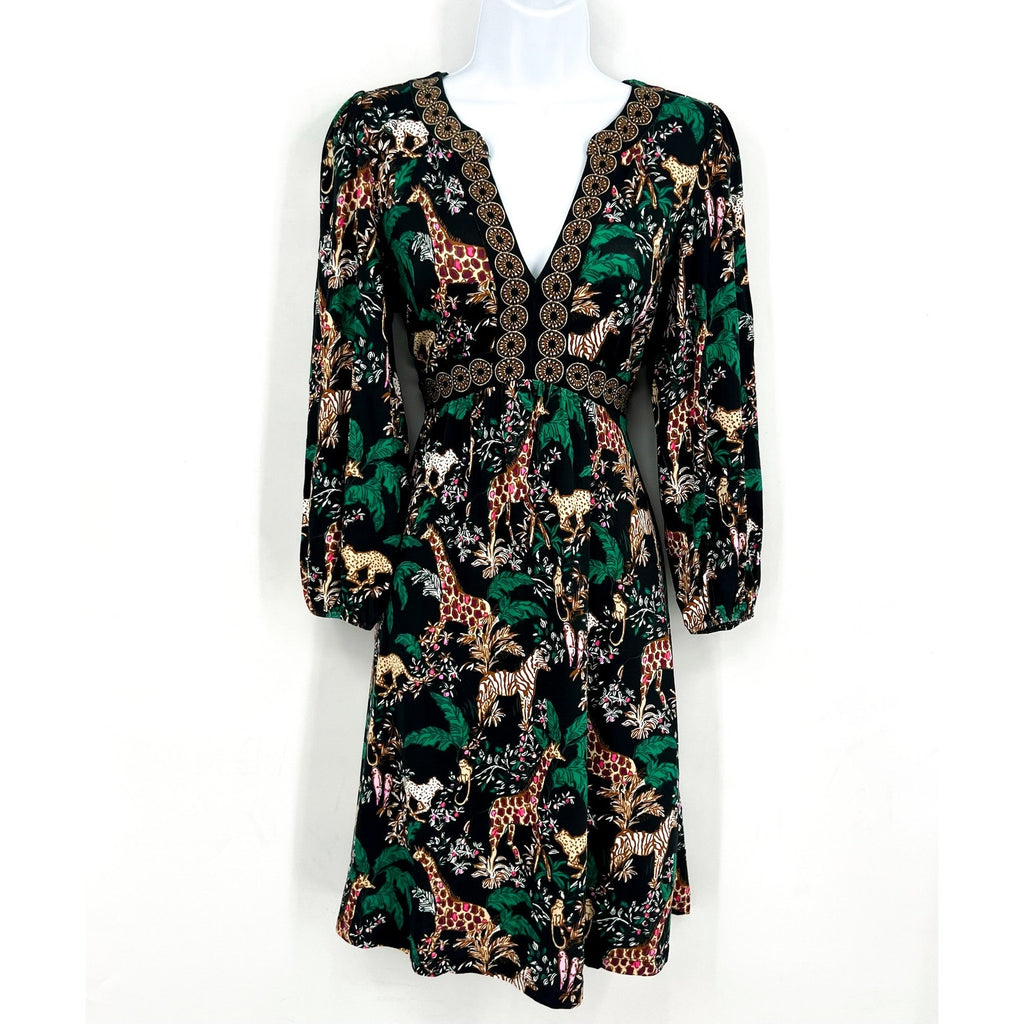 LILLY PULITZER Wexlee Dress Size 2 Green Dancing In The Moonlight 3/4 Sleeve NWT