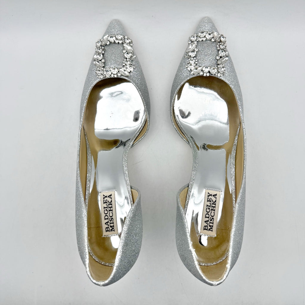 Badgley Mischka Womens Fabia ll Pumps Size 10 Silver Satin Embellished NWOB
