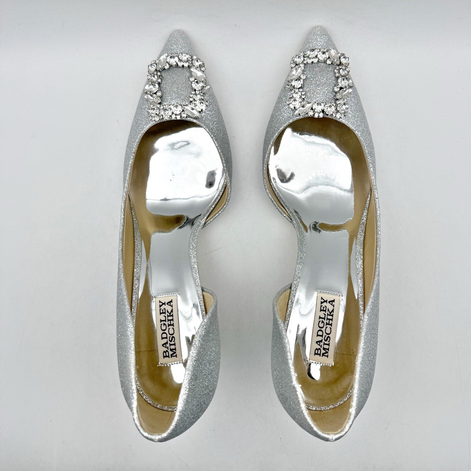 Badgley Mischka Womens Fabia ll Pumps Size 10 Silver Satin Embellished NWOB