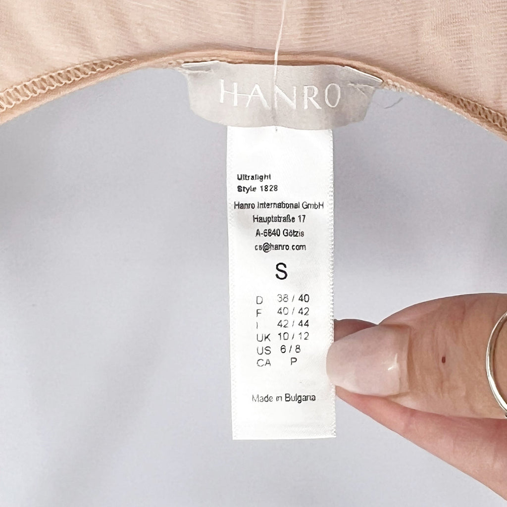 HANRO Women's Ultralight Cotton Bodydress Small Beige Sleeveless 1828 NWT