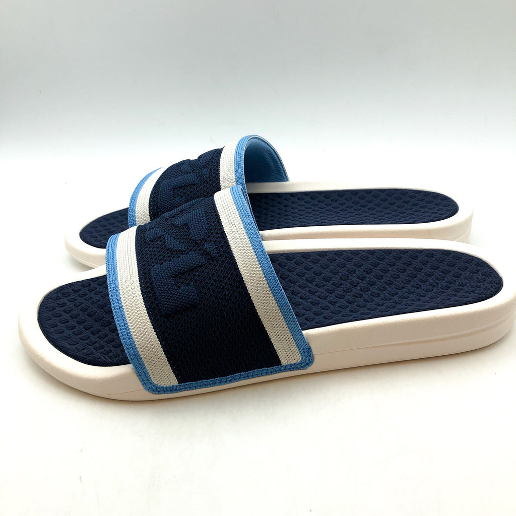APL Mens Big Logo TechLoom Slide Sandals US 9 EU 42 White Blue Slip On NIB