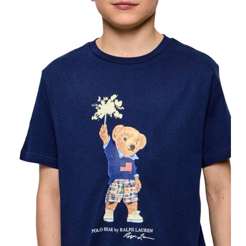 POLO RALPH LAUREN Sparkle Polo Bear T-Shirt Youth Large Navy Blue NWT