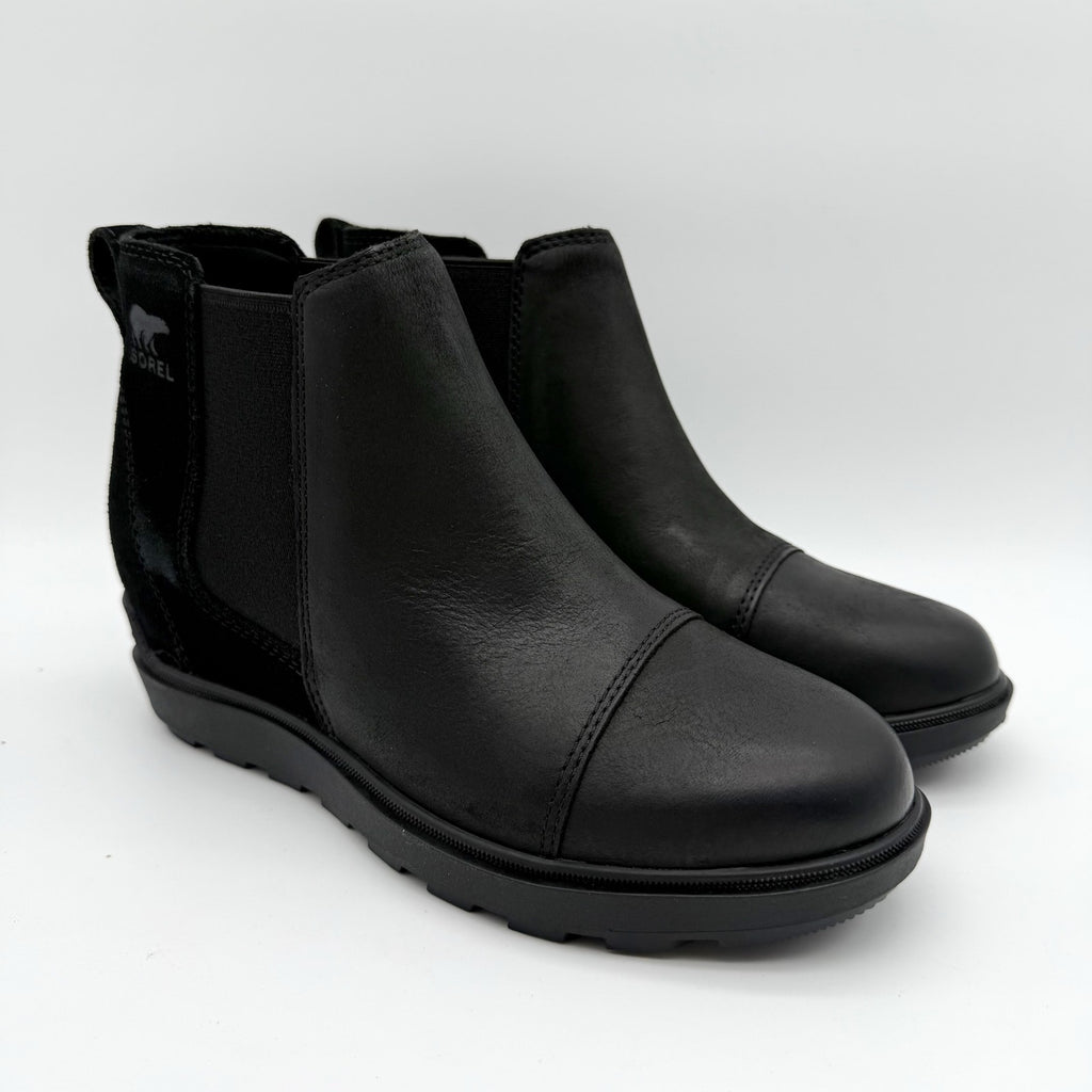 Sorel Womens Evie ll Chelsea Ankle Bootie US 7 EU 38 Black Suede Waterproof NIB