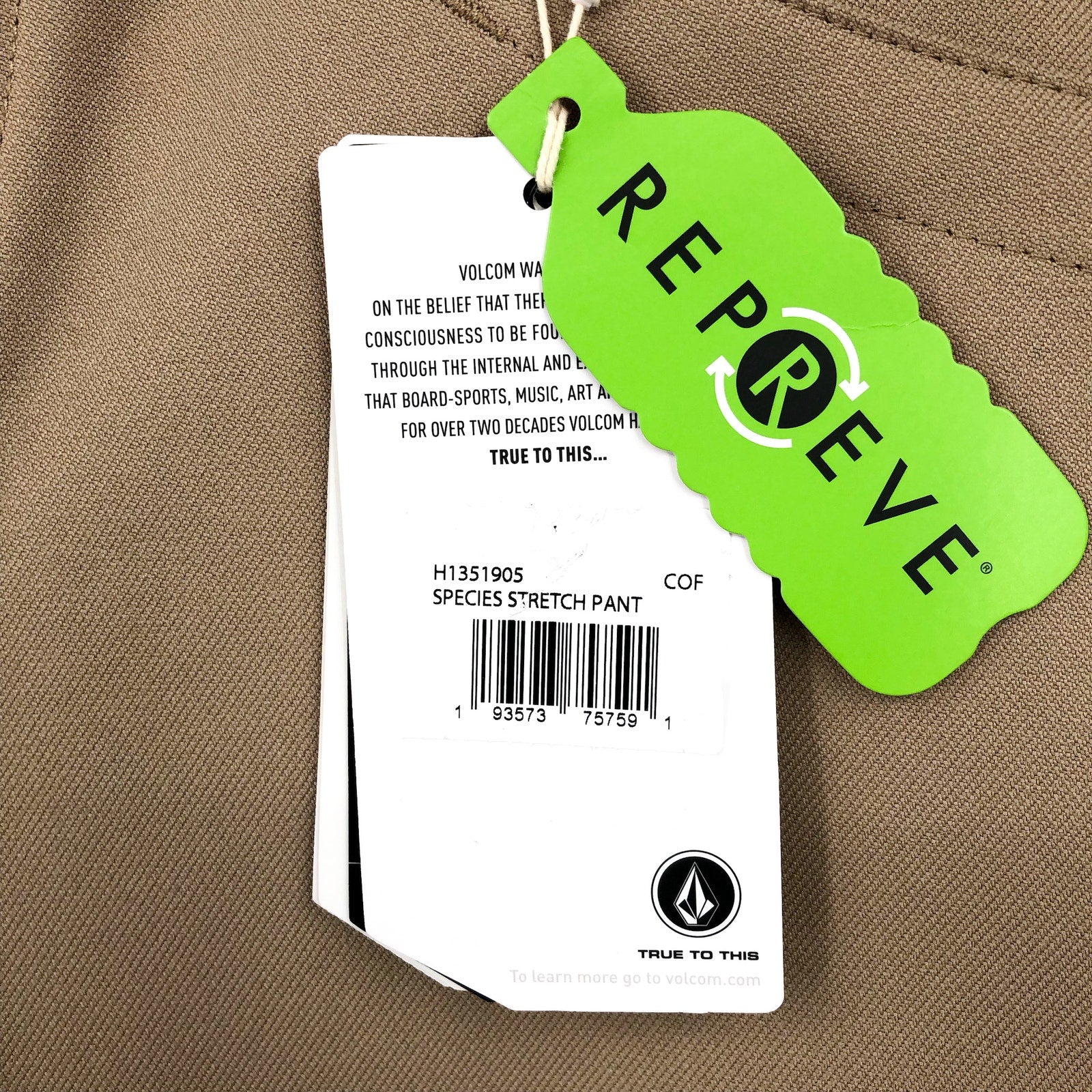 VOLCOM Women's Species Snowboard Pants Large Tan Brown Stretch Waterproof NWT