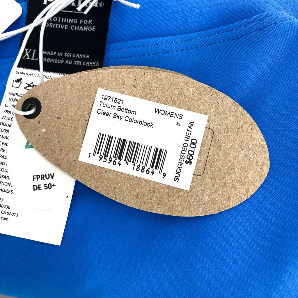PRANA Women's Tulum Bottom XL Blue Clear Sky Colorblock Mid Rise NWT