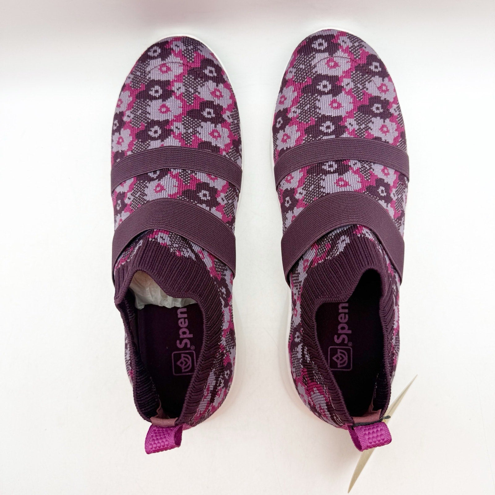 Spenco Womens Karma Stretch Sneakers US 8 M EU 38.5 Fuchsia Floral Purple NIB