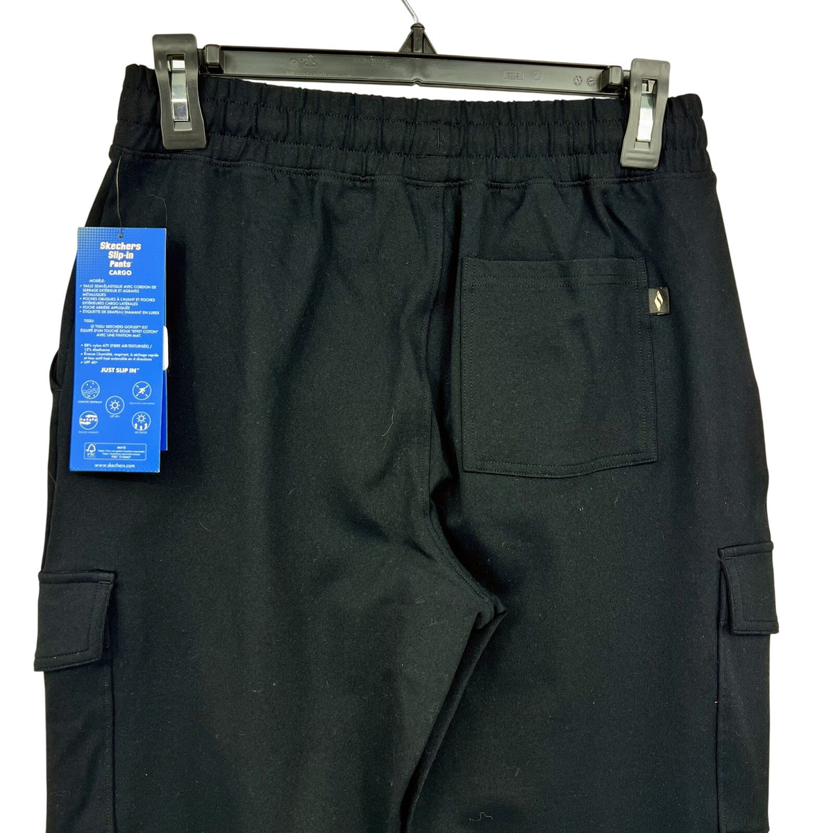 SKECHERS Women's Slip-in Cargo Casual Pants XS Bold Black Drawstring NWT