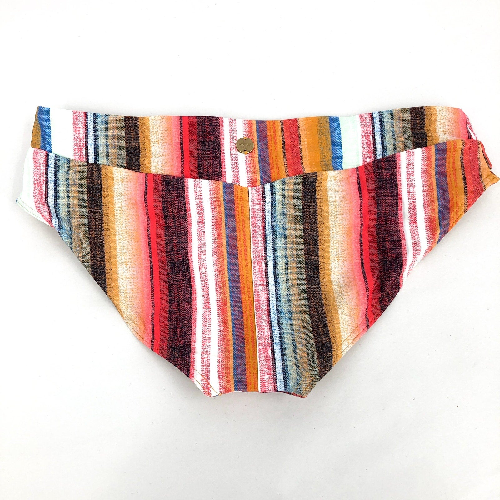 PRANA Women's Presolana Bikini Bottoms XS Gold Baja Stripe Hipster Swim NWT
