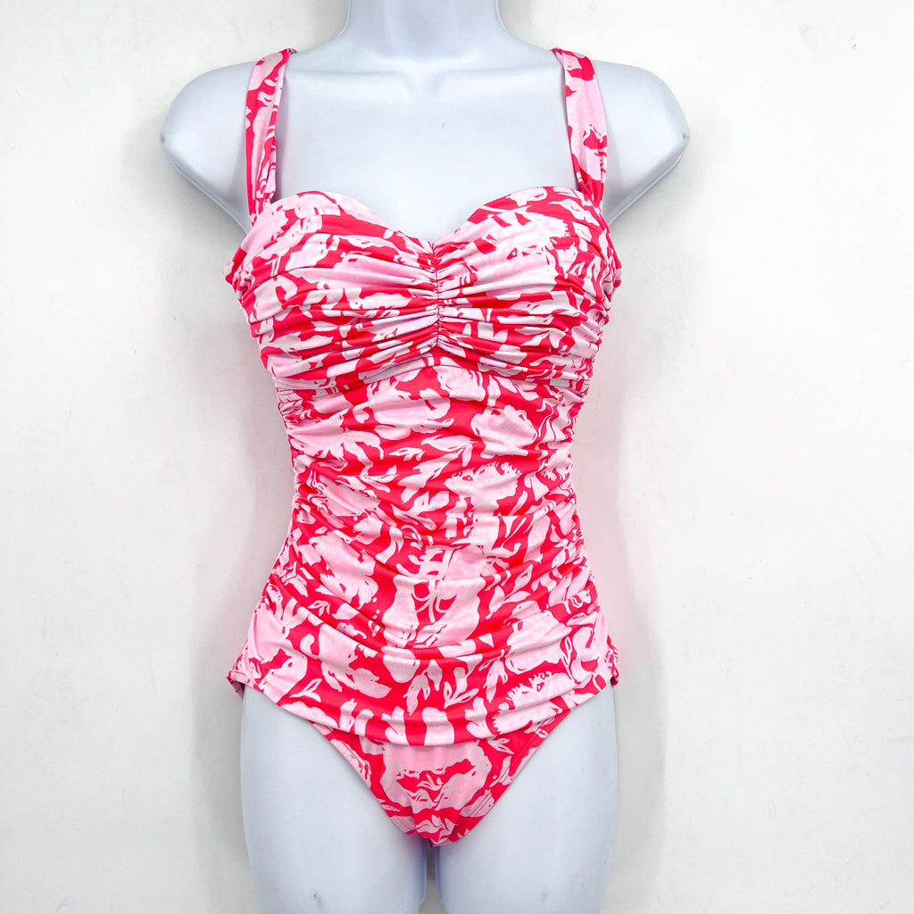 LILLY PULITZER Womens Solaria One Piece Swimsuit Size 4 Pink Cane Coral Crab NWT