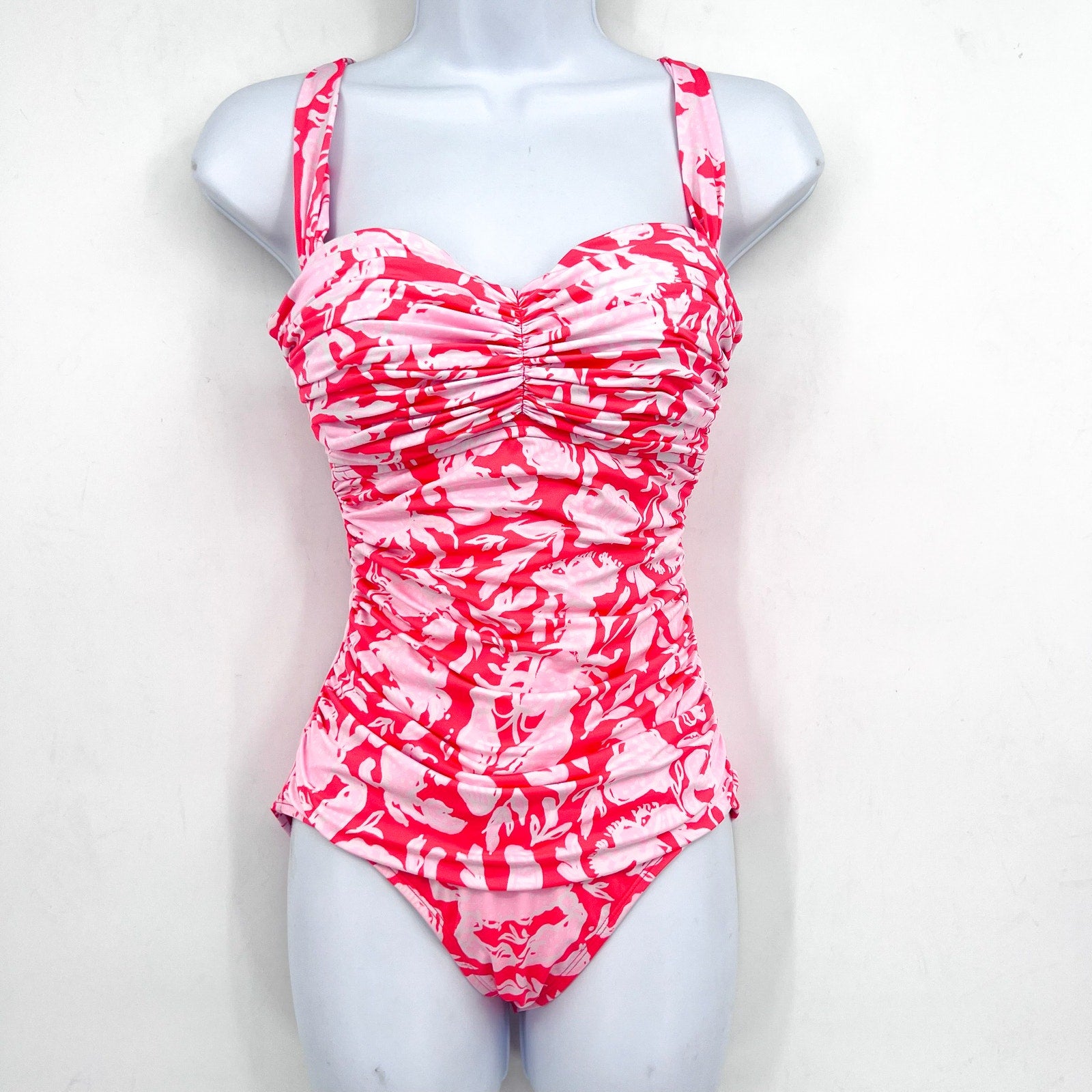 LILLY PULITZER Womens Solaria One Piece Swimsuit Size 4 Pink Cane Coral Crab NWT