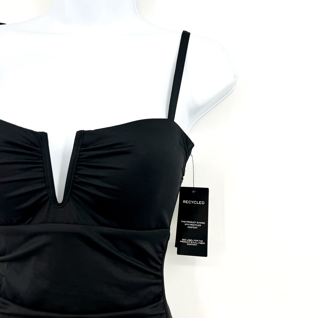 LAUREN RALPH LAUREN Beach Club Shaping One Piece Swimsuit Sz 8 Black V Wire NWT