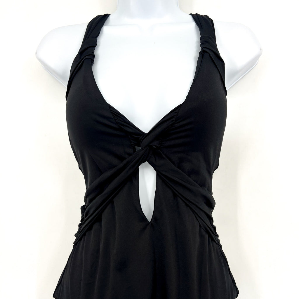 BECCA Women's Twist Cut-Out One Piece Swimsuit Medium Black Color Code NWT