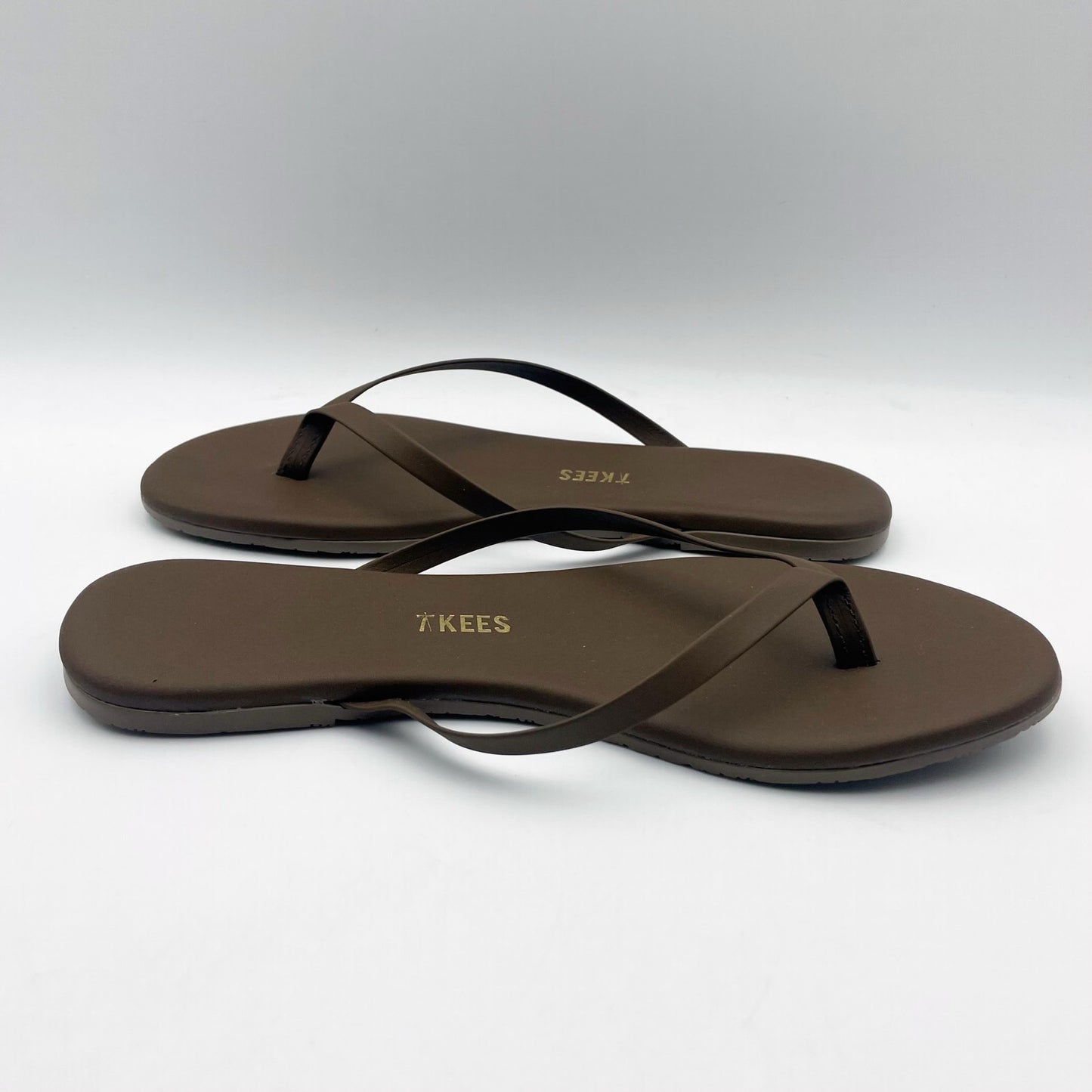 TKEES Womens Lily Square Toe Flip Flop Sandals US 5 B EU 36 Brown Leather NWOB