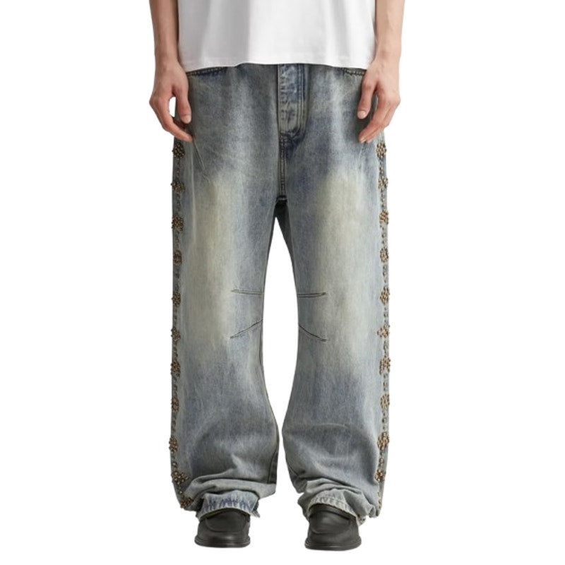 ADIDEM ASTERISKS Rivet Chainstitch Selvedge Denim Jeans XL 36x31 Rust Wash NWOT