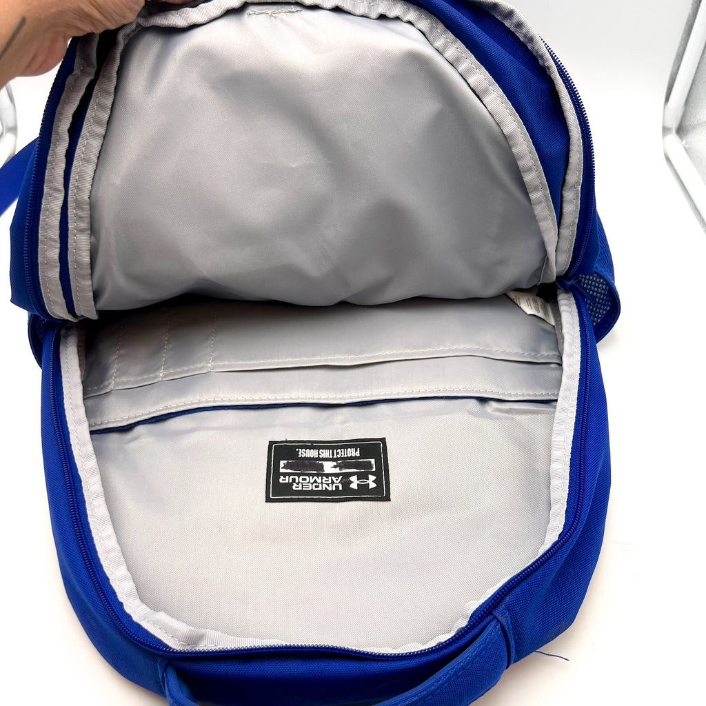 UNDER ARMOUR Hustle 6.0 Backpack Royal Blue Silver Water Resistant NWOT