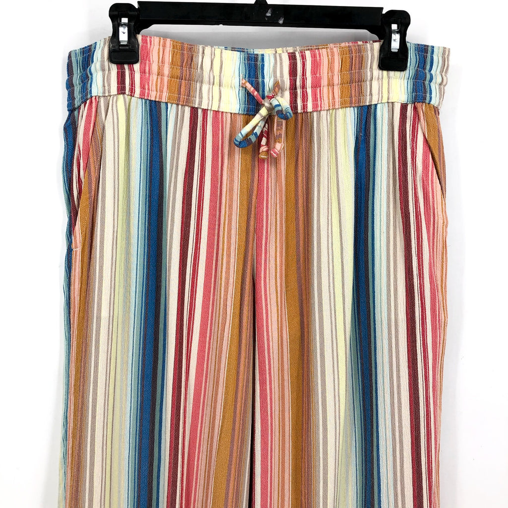 PRANA Women's Fernie Beach Pants Medium Gold Baja Stripe Wide Leg Mid Rise NWT