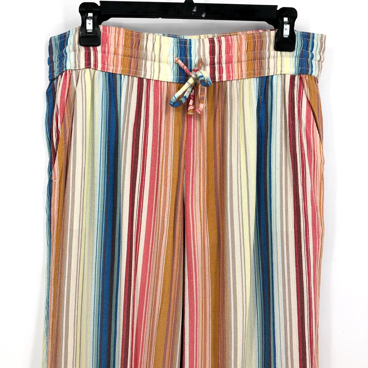PRANA Women's Fernie Beach Pants Medium Gold Baja Stripe Wide Leg Mid Rise NWT