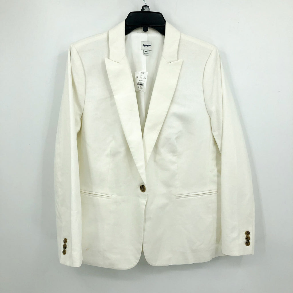 J.CREW Women's Holland Blazer Size 8 White One-Button Linen-blend AL222 NWT