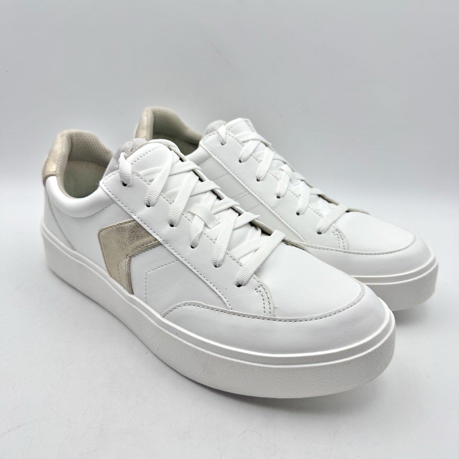 Dr. Scholls Womens Madison Low Top Sneakers US 10 Wide White Vegan Leather NIB