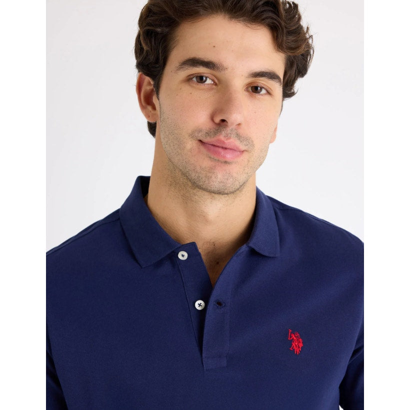 U.S. POLO ASSN. Men's Solid Pique Polo Shirt Large Classic Navy Blue Logo NWT