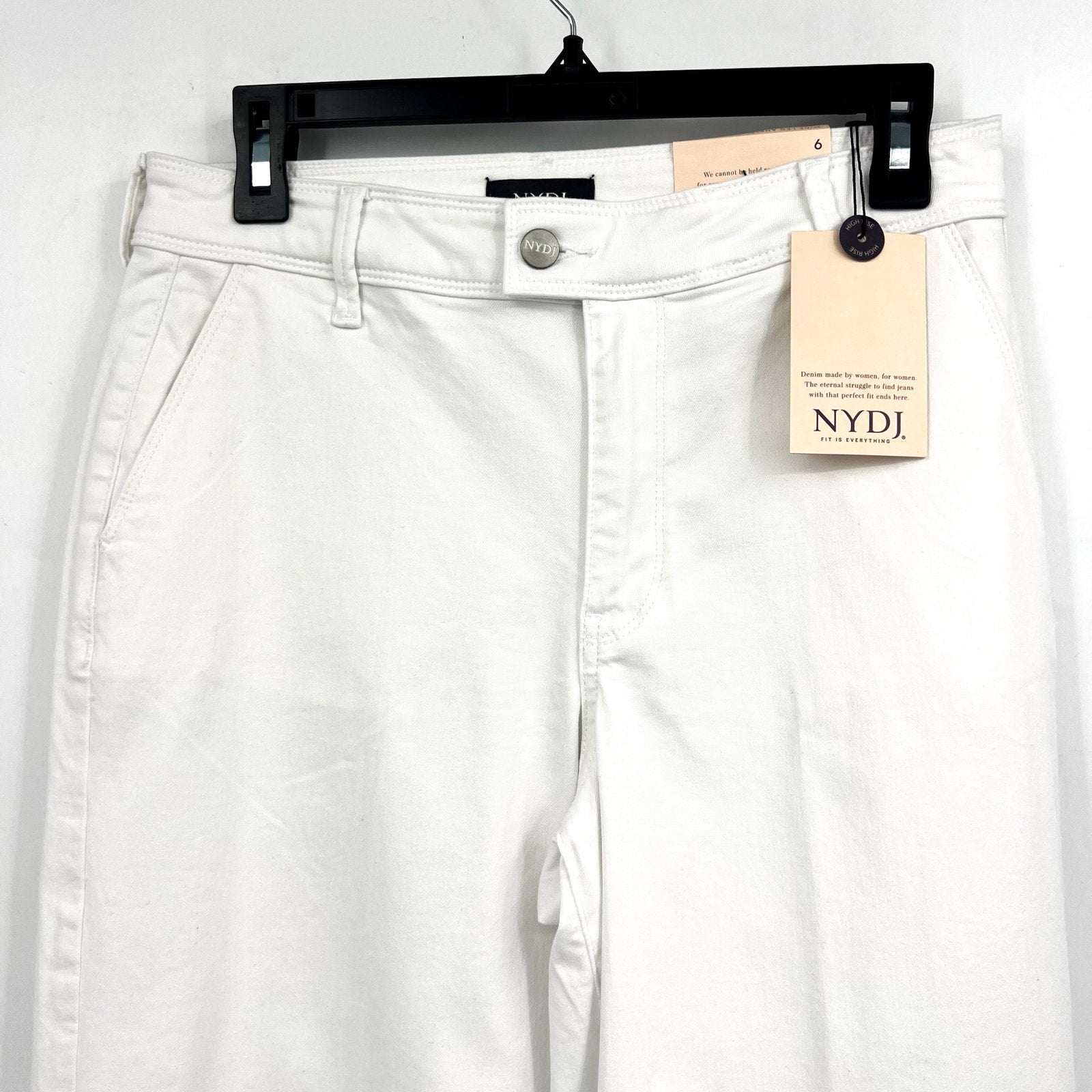 NYDJ Women's Mona Wide Leg Trouser Ankle Jeans Size 6 Optic White Denim NWT