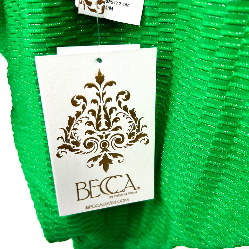 BECCA Women's Luxe Evelynn Plunge One Piece Swimsuit Medium Emerald Green NWT