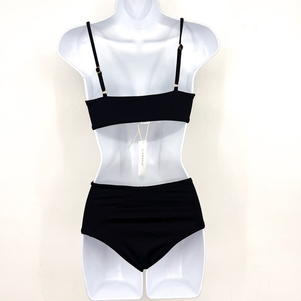L*SPACE Women's High Tide Bikini Swim Set Small Black Stretch Adjustable NWT