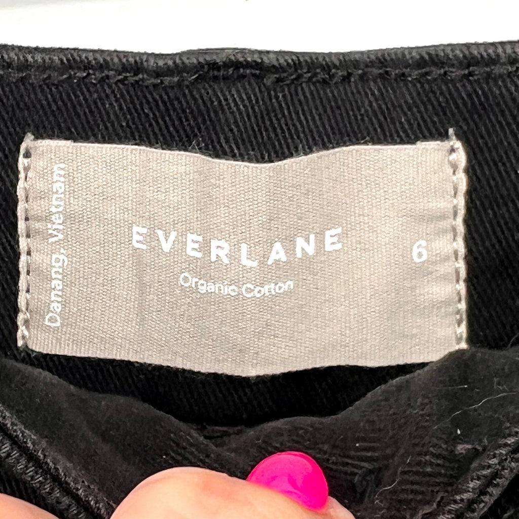 EVERLANE Women's Organic Kick Flare Pants Size 6 Black Stretch Twill NWT