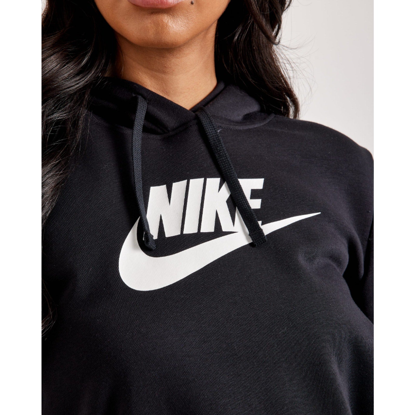 Nike Womens Graphic Club Hoodie 2X Black Fleece Pullover Sweatshirt NWT