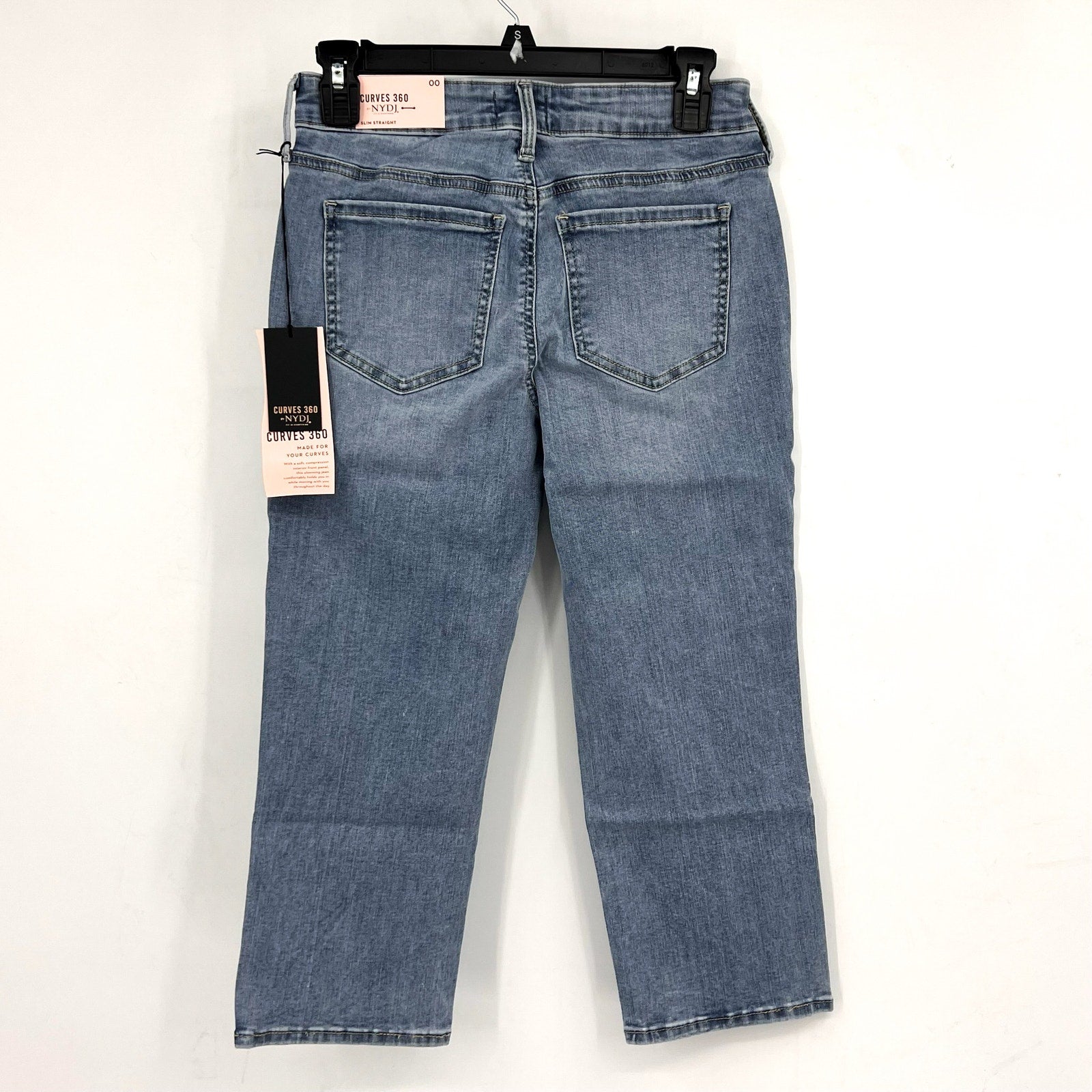 NYDJ Curves 360 Womens Slim Straight Crop Jeans Size 00 Charmed Light Blue NWT