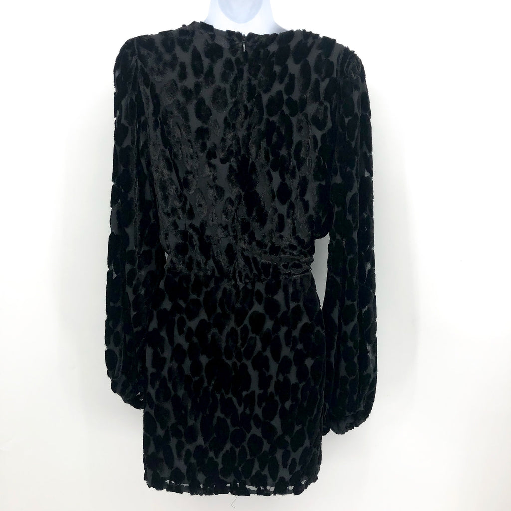 BARDOT Women's Leo Mini Dress Medium US 8 Black Burnout Velvet Long Sleeves NWR
