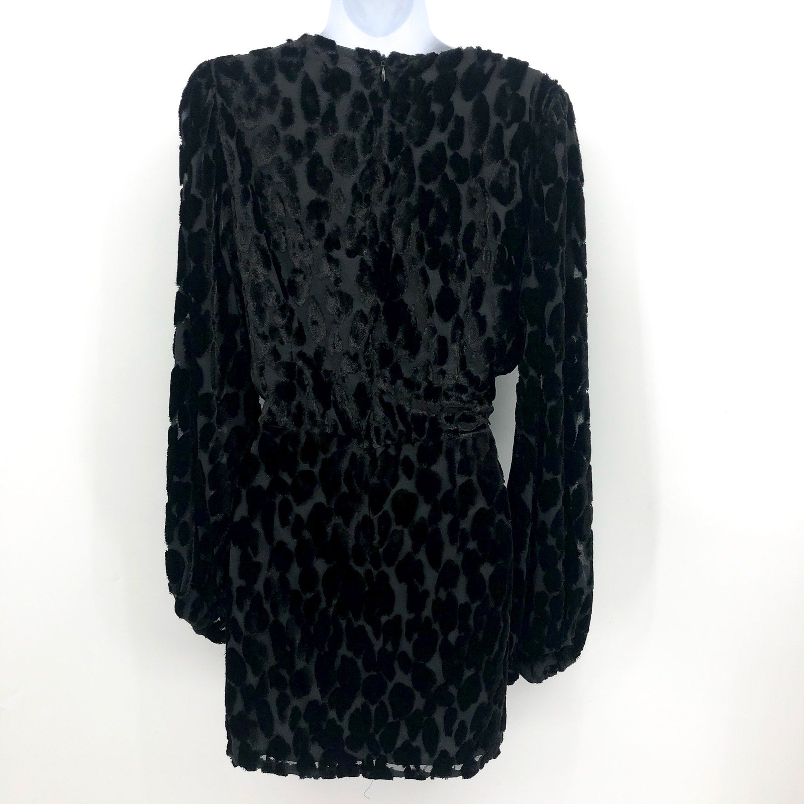 BARDOT Women's Leo Mini Dress Medium US 8 Black Burnout Velvet Long Sleeves NWR