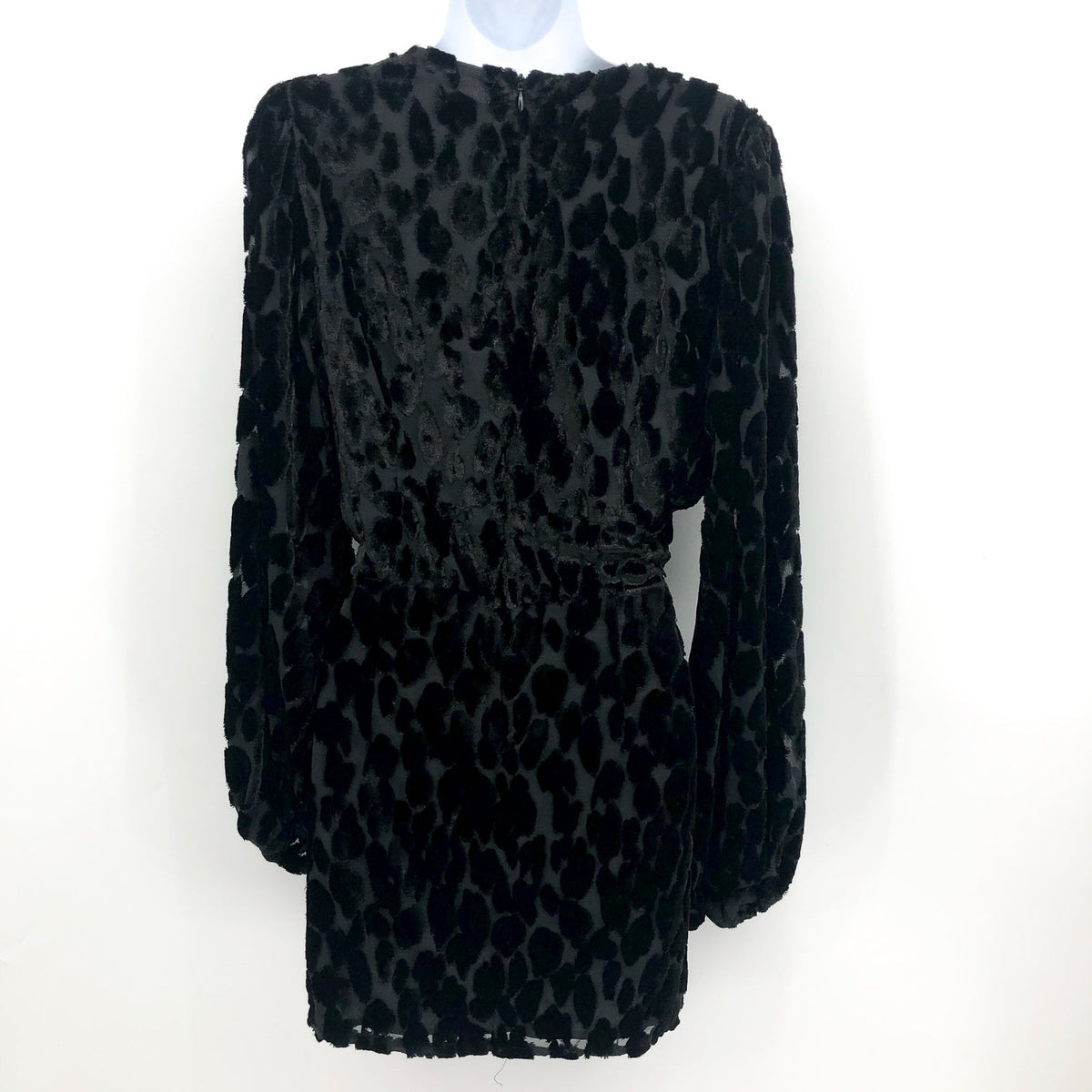 BARDOT Women's Leo Mini Dress Medium US 8 Black Burnout Velvet Long Sleeves NWR