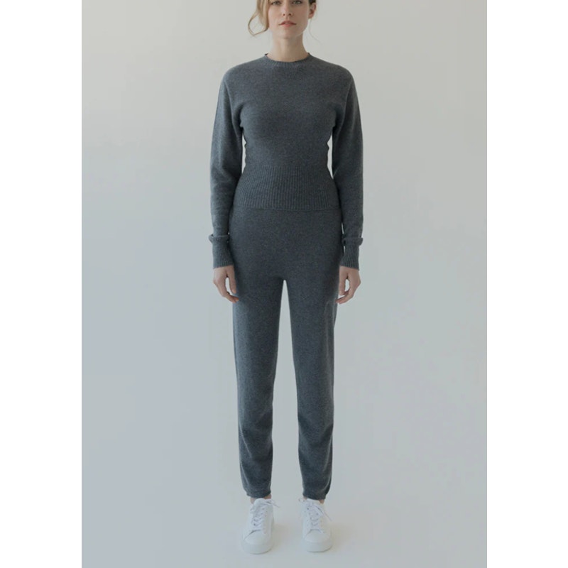ACTIVE CASHMERE Women's Fitted Cashmere Sweater XS Charcoal Gray Crewneck NWT