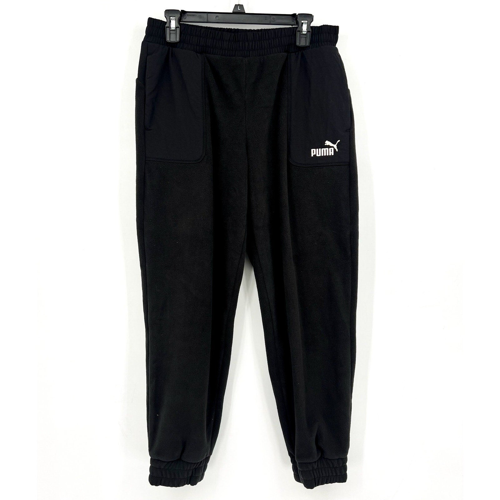 PUMA Women's ESS Elevated Winterized Pants Medium Black Drawstring Joggers NWT